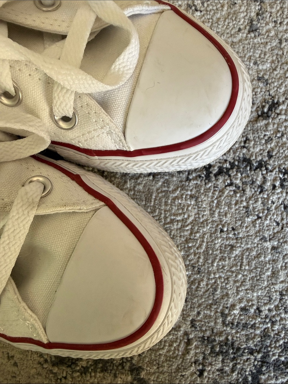 Women's White High-Top Canvas Sneakers with Red Trim - Picture 2 of 8